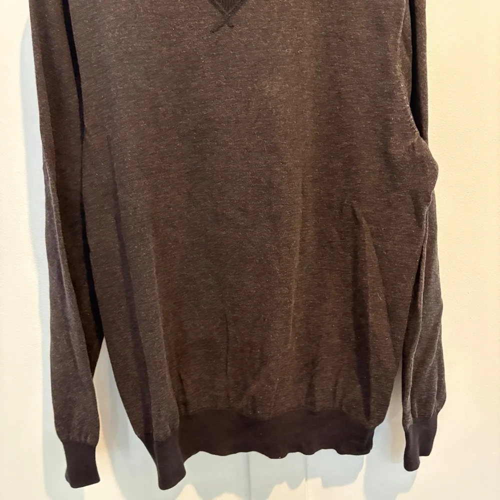 J.Crew‎ Men's Large Charcoal Gray V Neck Sweater 100% Cotton Lightweight Preppy